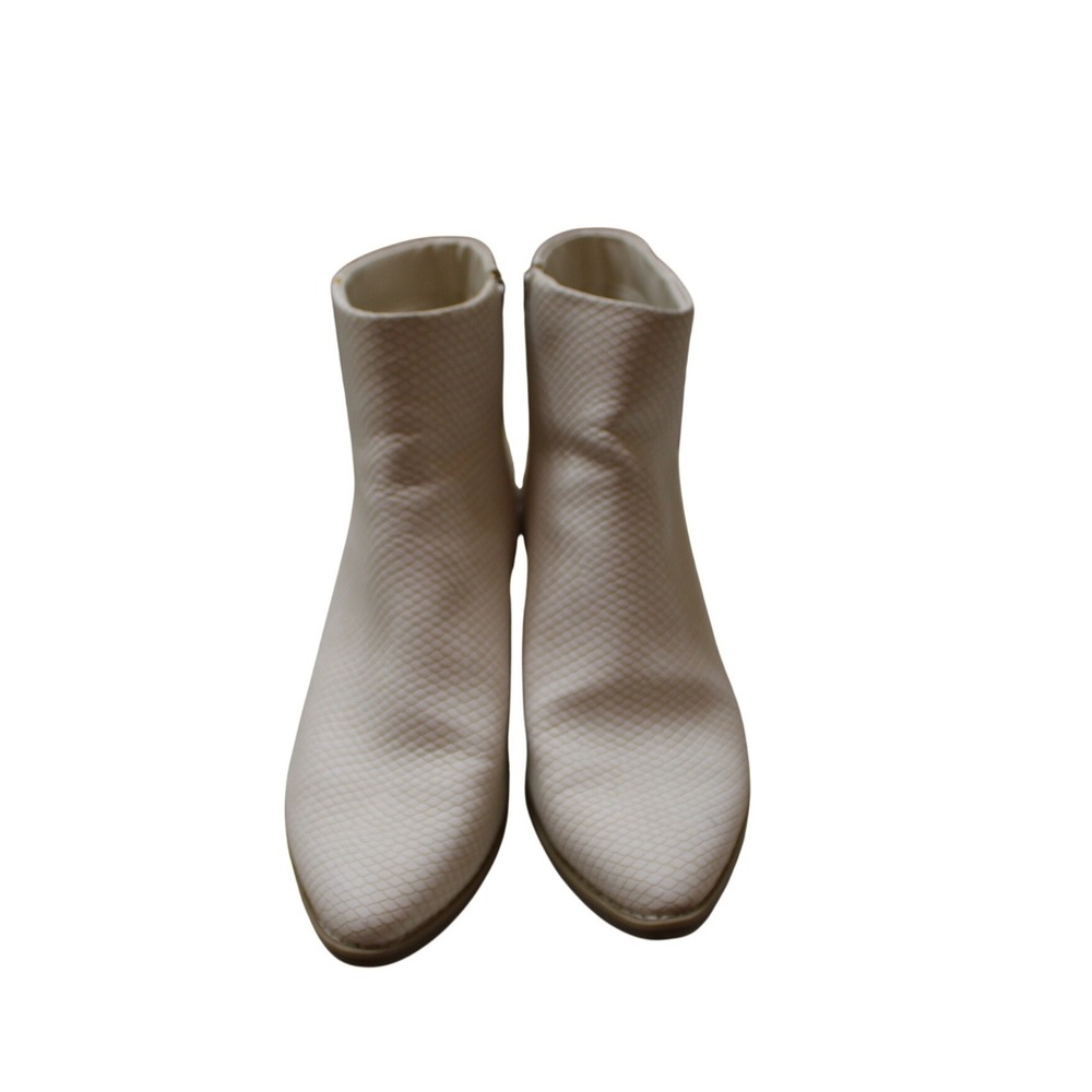 Cream Faux Snakeskin Pointed Toe Booties Neutral Minimal Soft Girl Chic 10 Edgy